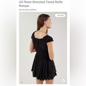 Urban Outfitters Rosie Smocked Tiered Ruffle Romper, Black, Women’s Size X-Small